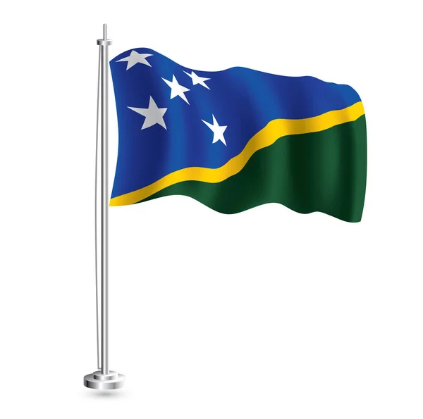 Bandera Las Islas Salomón Bandera Onda Realista Aislada Del País — Archivo Imágenes Vectoriales