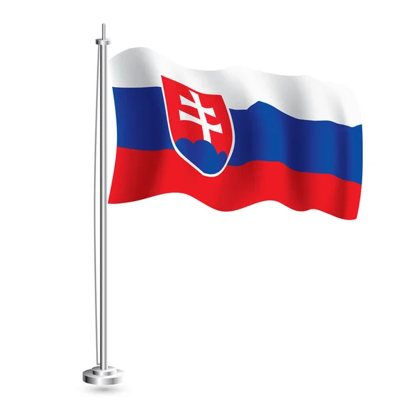 Bandeira Eslovaca Bandeira Onda Realista Isolada Eslováquia País Flagpole Ilustração — Vetor de Stock