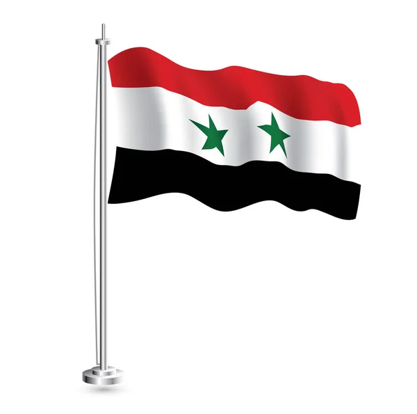 Syrische Flagge Isolierte Realistische Wellenfahne Des Syrischen Landes Fahnenmast Vektorillustration — Stockvektor