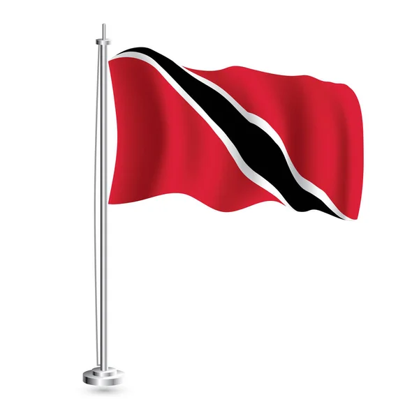 Флаг Тринидада Тобаго Изолированный Реалистичный Флаг Тринидада Тобаго Флагштоке Векторная — стоковый вектор