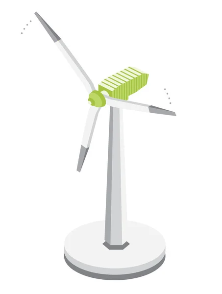 Isometrische Windkrachtcentrale Geïsoleerd Witte Achtergrond Vector Illustratie Windturbine Genereer Schone — Stockvector
