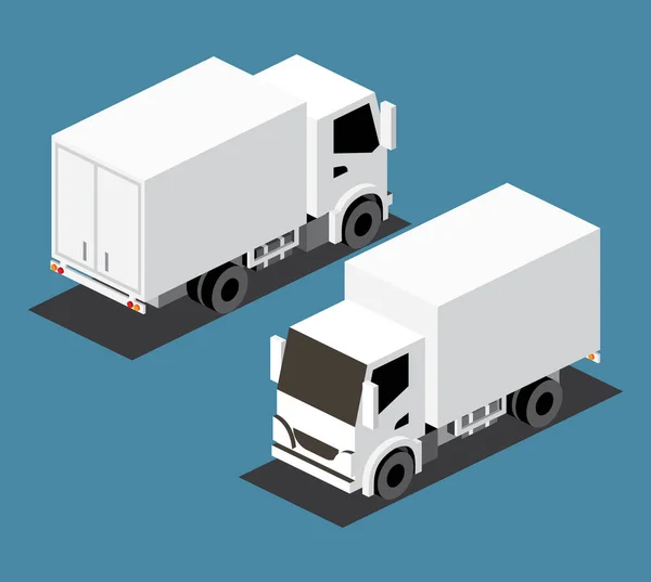 Isometrischer Lastkraftwagen Kommerzieller Verkehr Logistik City Object Für Infografiken Vektorillustration — Stockvektor