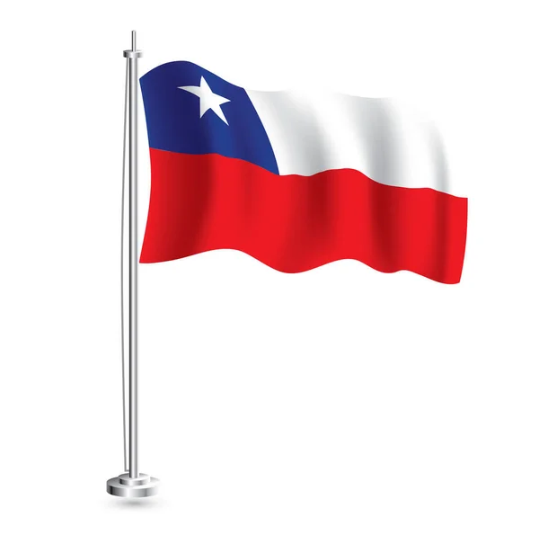 Chilijska Flaga Odizolowana Flaga Kraju Fal Realistycznych Chile Maszcie Flagowym — Wektor stockowy
