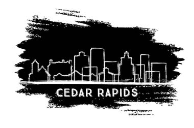 Cedar Rapids Iowa Şehri Skyline Silhouette. El çizimi çizimi. Modern Mimariyle İş Seyahatleri ve Turizm Konsepti. Vektör İllüstrasyonu. Cedar Rapids ABD Şebekesi.