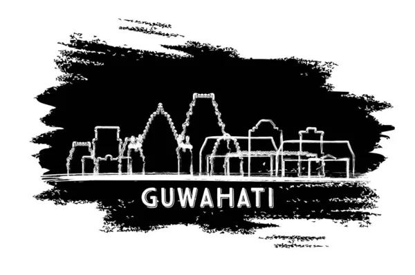 Guwahati India City Skyline Silhouette Boceto Dibujado Mano Concepto Viajes — Vector de stock
