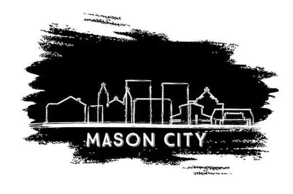 Mason City Iowa Skyline Silhouette Boceto Dibujado Mano Concepto Viajes — Vector de stock