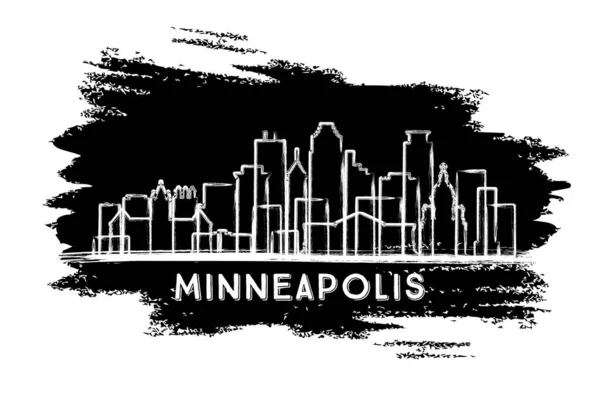 Minneapolis Minnesota City Skyline Silhouette Schizzo Disegnato Mano Business Travel — Vettoriale Stock