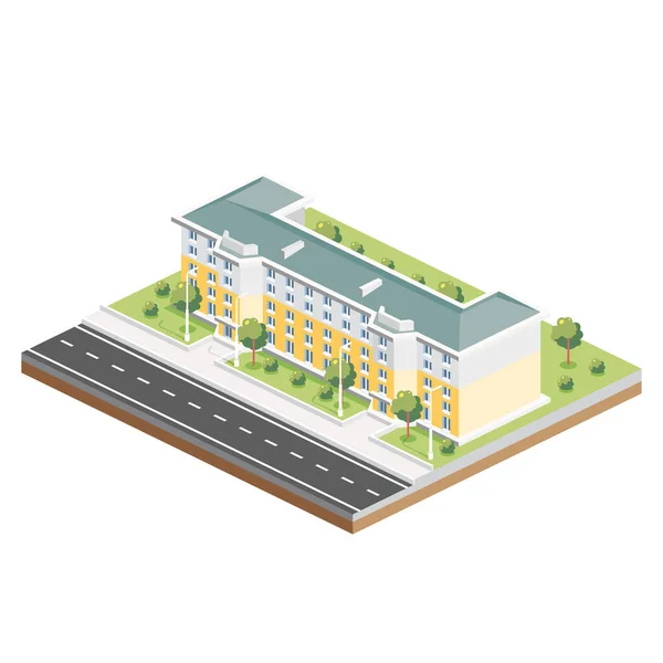Isometric Residential Five Storey Building Icon Infographic Element Vector Illustration — Stock Vector