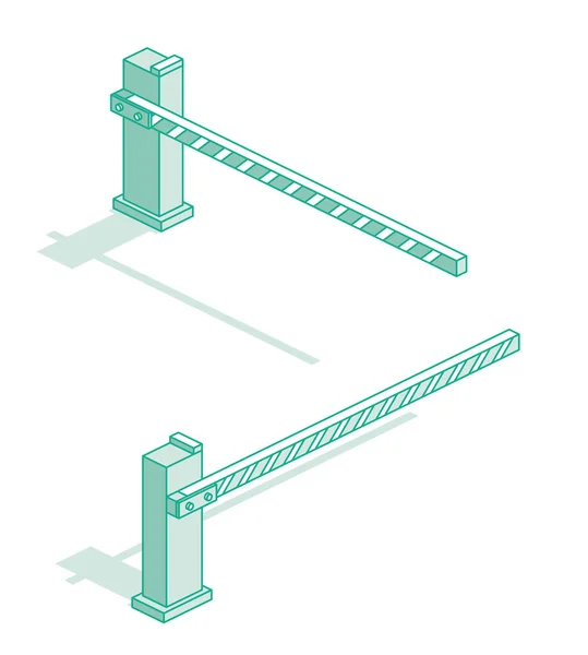 Isometrisk Översikt Automatisk Barriär Vektorillustration Ikonuppsättning Föremål Isolerade Vitt — Stock vektor