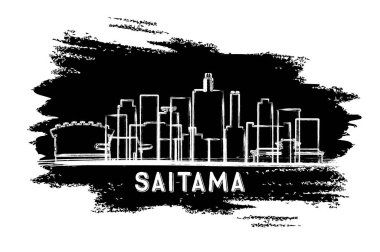 Saitama Japon Şehri Skyline Silhouette. El çizimi çizimi. Modern Mimariyle İş Seyahatleri ve Turizm Konsepti. Vektör İllüstrasyonu. Simgeli Saitama Şehir Alanı.