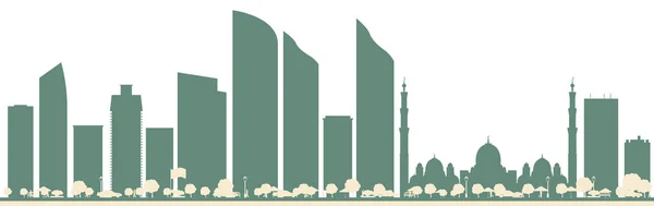 Streszczenie Abu Dhabi Zea City Skyline Kolorowymi Budynkami — Wektor stockowy