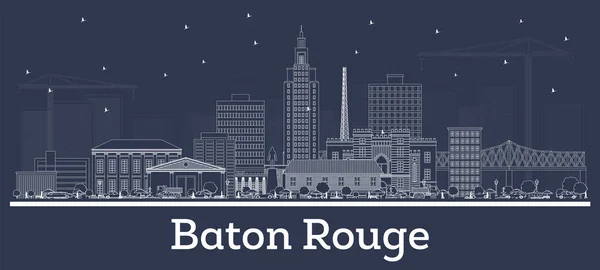 Outline Baton Rouge Louisiana City Skyline White Buildings Vector Illustration — Stock Vector
