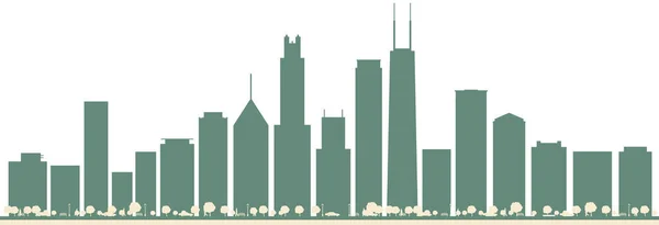 Streszczenie Chicago Usa Panorama Miasta Kolorowymi Drapaczami Chmur Ilustracja Wektora — Wektor stockowy