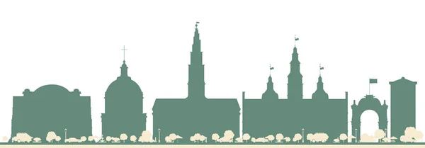 Streszczenie Copenhagen Denmark City Skyline Kolorowymi Budynkami Ilustracja Wektora Business — Wektor stockowy