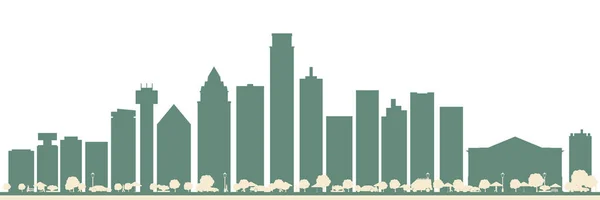 Abstract Dallas Usa City Skyline Com Edifícios Coloridos Ilustração Vetorial — Vetor de Stock