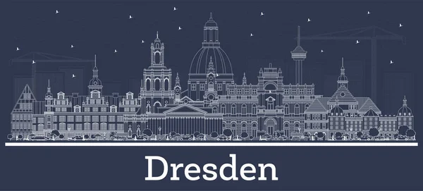 Umriss Der Stadtsilhouette Dresdens Mit Weißen Gebäuden Vektorillustration Geschäftsreise Und — Stockvektor