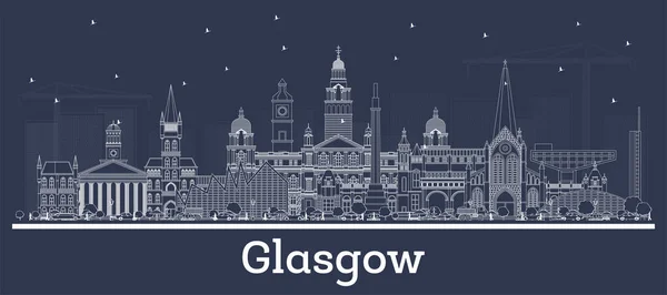 Esboço Glasgow Scotland City Skyline Com Edifícios Brancos Ilustração Vetorial — Vetor de Stock