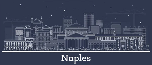 Outline Naples Italy City Skyline White Buildings Vector Illustration Business — Stock Vector