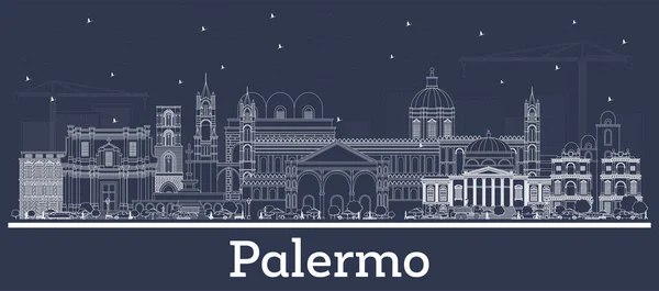 Outline Palermo Italy City Skyline White Buildings Vector Illustration Business — Stock Vector