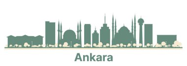 Renkli binalarla soyut Cenevre İsviçre silueti. Tarihi Binalarla İş Seyahati ve Turizm Konsepti.