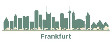 Soyut Frankfurt Almanya Şehri Renkli Binalar ile Skyline. Vektör İllüstrasyonu. Modern Mimariyle İş Seyahati ve Turizm Konsepti.
