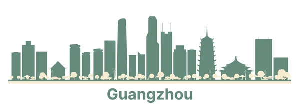 Streszczenie Guangzhou China City Skyline Kolorowymi Budynkami Ilustracja Wektora Business — Wektor stockowy