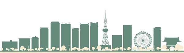 Resumen Nagoya Japan City Skyline Color Buildings Ilustración Vectorial Concepto — Vector de stock