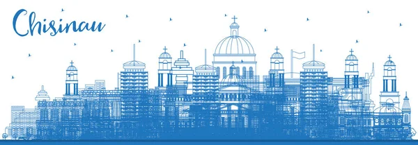 Outline Chisinau Moldova City Skyline Blue Buildings Vector Illustration Business — Stock Vector
