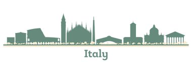 Renkli Binalar ile soyut İtalya Şehri Skyline 'ı. Vektör İllüstrasyonu. Modern Mimariyle İş Seyahati ve Turizm Konsepti.