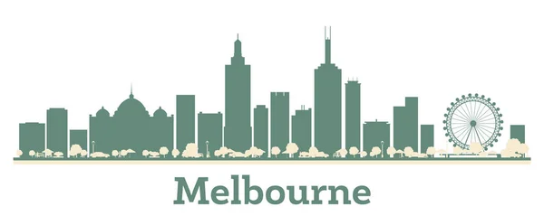 Renkli Binalar Ile Soyut Melbourne Avustralya Şehri Skyline Vektör Llüstrasyonu — Stok Vektör