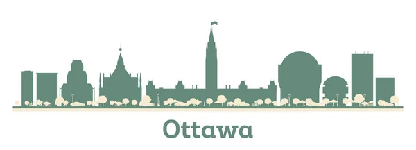 Résumé Ottawa Canada City Skyline Color Buildings Illustration Vectorielle Voyage — Image vectorielle