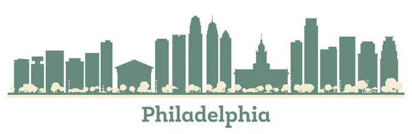 Soyut Philadelphia Usa City Skyline Color Buildings Vektör Llüstrasyonu Modern — Stok Vektör