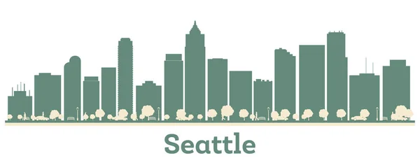 Abstraktní Panorama Seattlu Barevnými Budovami Vektorová Ilustrace Obchodní Cestování Cestovní — Stockový vektor