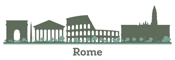 概要ローマ市内のスカイラインでカラーランドマーク付き ベクトルイラスト 歴史的な建物とビジネス旅行や観光の概念 — ストックベクタ