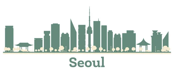 Resumen Seúl Ciudad Corea Del Sur Skyline Con Edificios Color — Vector de stock