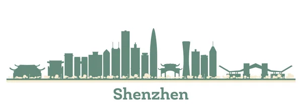 Resumen Shenzhen China City Skyline Con Edificios Color Ilustración Vectorial — Vector de stock