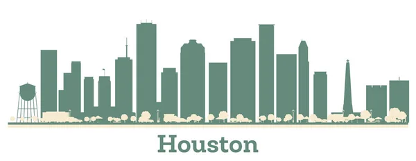 Color Buildings Ile Soyut Houston Usa City Skyline Vektör Llüstrasyonu — Stok Vektör