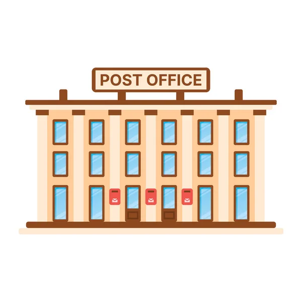 Post Office Building Isolated White Background Vector Illustration — Stock Vector