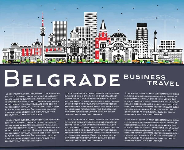 Belgrado Serbia City Skyline Con Edificios Color Cielo Azul Espacio — Vector de stock