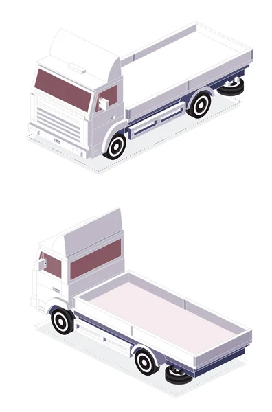 Camion Carico Isometrico Vista Anteriore Posteriore Trasporto Commerciale Logistica City — Foto Stock