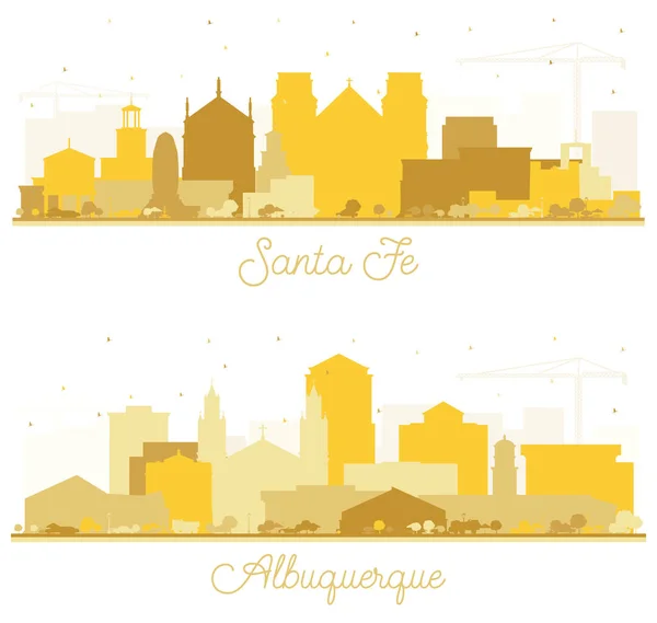 Albuquerque Santa New Mexico City Skyline Silhouette Set Golden Buildings — Stock Photo, Image
