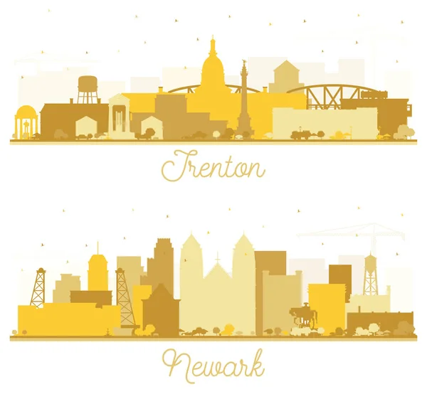 Newark Trenton New Jersey City Skyline Silhouette Zestaw Złotymi Budynkami — Zdjęcie stockowe