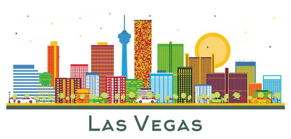 Las Vegas Usa City Skyline Barevnými Budovami Izolované Bílém Vektorová — Stockový vektor