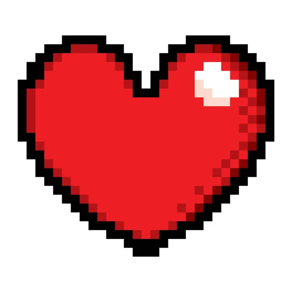 Red Heart Pixel Art Style Εικονογράφηση Διανύσματος Εικονίδιο Σύμβολο Αγάπης — Διανυσματικό Αρχείο