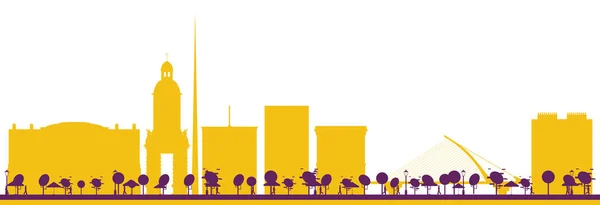 Streszczenie Dublin Ireland City Skyline Sylwetka Kolorowymi Budynkami Ilustracja Wektora — Wektor stockowy