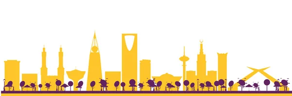 Streszczenie Arabia Saudyjska City Skyline Sylwetka Kolorowymi Budynkami Ilustracja Wektora — Wektor stockowy