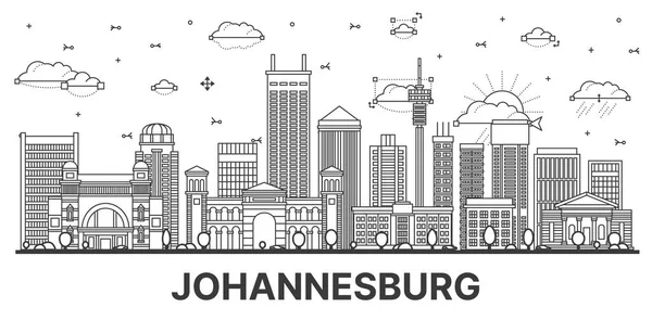 Outline Johannesburg South Africa City Skyline Modern Historic Buildings Isolated — Stock Vector
