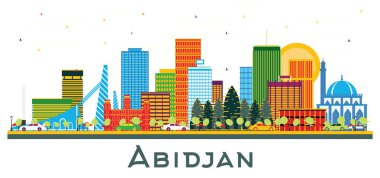 Abidjan Ivory Coast City Skyline with Color Buildings isolated on white. Vector Illustration. Business Travel and Tourism Concept with Modern Architecture. Abidjan Cityscape with Landmarks. clipart