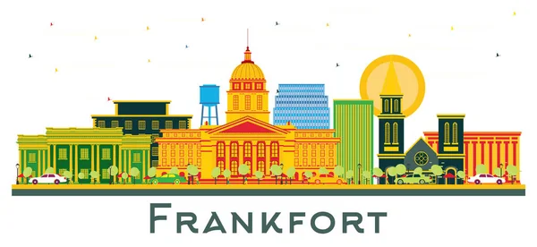 Frankfort Kentucky Usa City Skyline Met Kleurengebouwen Geïsoleerd Wit Vector — Stockvector