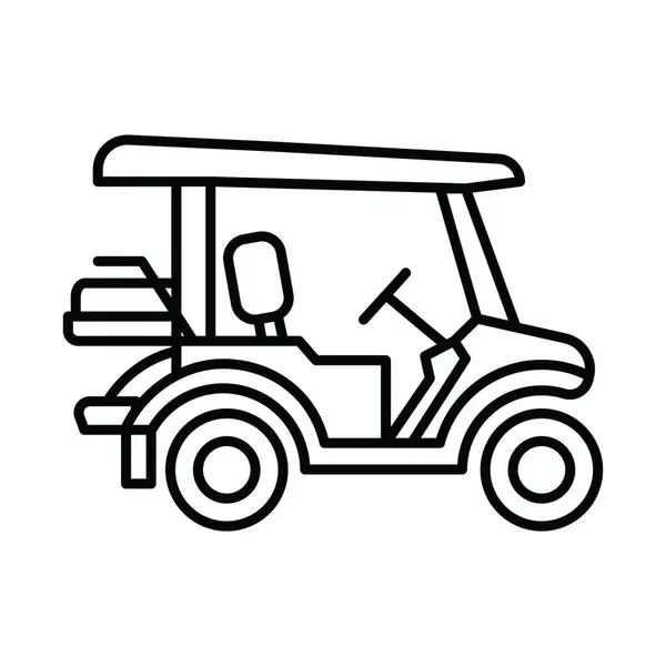 Caddy Golf Car Outline Icon Isolated White Background Vector Illustration — Stock Vector